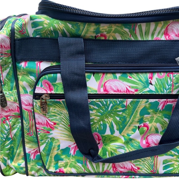 3 PIECE SET NGIL FLAMINGO ISLAND DUFFLE BAG 20"+CROSSBODY PURSE+WALLET - Picture 5 of 12